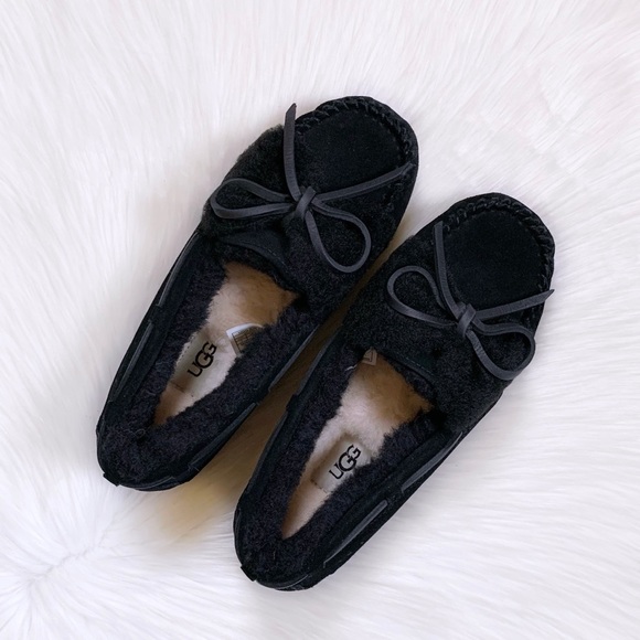 UGG Dakota Double Bow Black Suede Slippers - Picture 4 of 7